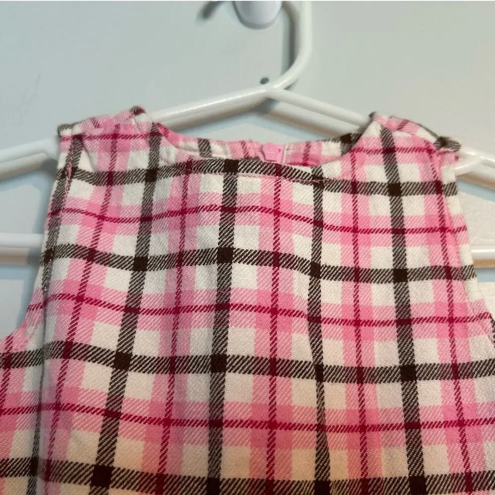 Gymboree Pink, Brown & White Plaid Drop Waist Dress – Baby Girl 3-6 Months
